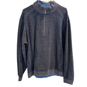 Tommy Bahama Flipshore Blue and Gray Reversible Quarter Zip Shirt